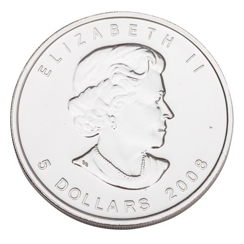 Null 25 x 加拿大/银 - 2008年5美元，枫叶，每个1盎司的Ag fine。条件不同。总共25盎司银。在管子里。