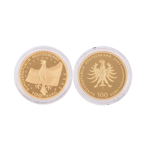 Null BRD/GOLD - 2x 100 Euro GOLD fin, contient Quedlinburg 2003-J, Bamberg 2004-&hellip;