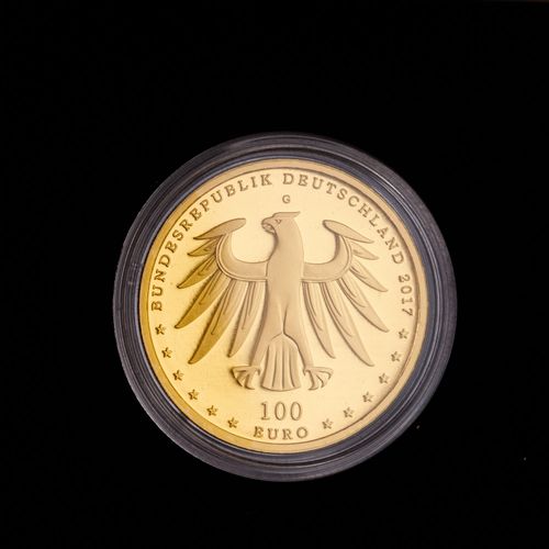 Null BRD/GOLD - 100欧元金币，联合国教科文组织：路德纪念馆Eisleben和Wittenberg 2017-G stgl，封装，15.55克精&hellip;