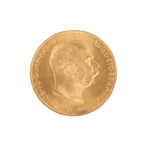 Null Austria/GOLD - 100 crowns restrike 1915, 30.48 g Au fine, vz, tax exempt ac&hellip;