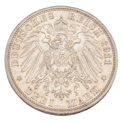 Null Deutsches Kaiserreich / Schaumburg-Lippe - 3 Mark 1911, Auf den Tod von Für&hellip;