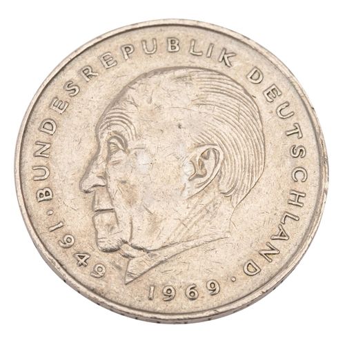 Null 罕见!BRD - 奇怪的2马克铸币，没有名义，有1969年Heuss和Adenauer的两个头像。有边上的题词。毛重约7.8克。请查看