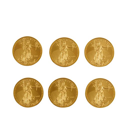 Null 6 x USA/GOLD - 50 Dollars 2008, American Eagle, 5 x stgl-, 1 x vz-stgl., pa&hellip;