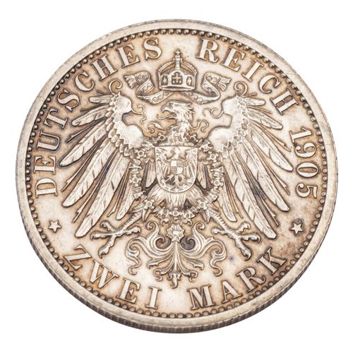 Null 德意志帝国/Schwarzburg Sondershausen - 2 Mark 1905, Prince Günther, J.169a, ss/v&hellip;