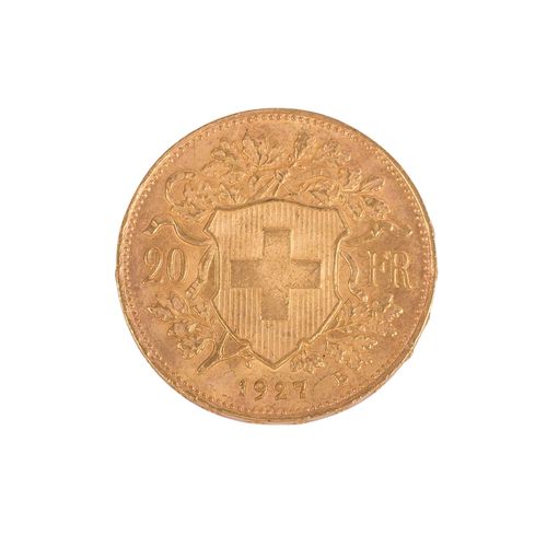 Null Suisse - 13 x 20 francs, motif Vreneli, OR, millésimes fréquents 1935, 1947&hellip;