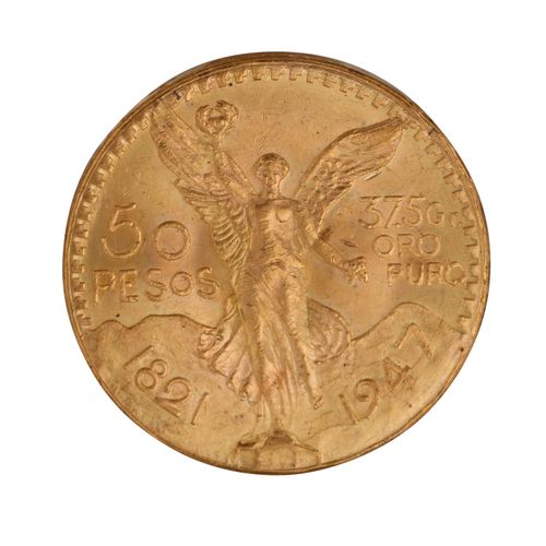 Null Mexiko /GOLD - 50 Pesos 1821-1947 ss-vz, wz. Randfehler, mit ca. 37,5 g fei&hellip;
