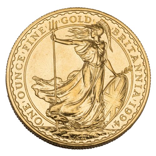 Null GB/GOLD - 1994年100英镑，Britannia，VZ，划痕，氧化斑点，最小的边缘缺口，1盎司黄金细，根据§25c UStG免税。