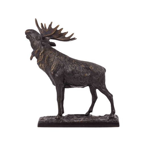 Null SCULTURA ANIMALE XX secolo, alce, ottone, patinato in bronzo, figura scolpi&hellip;