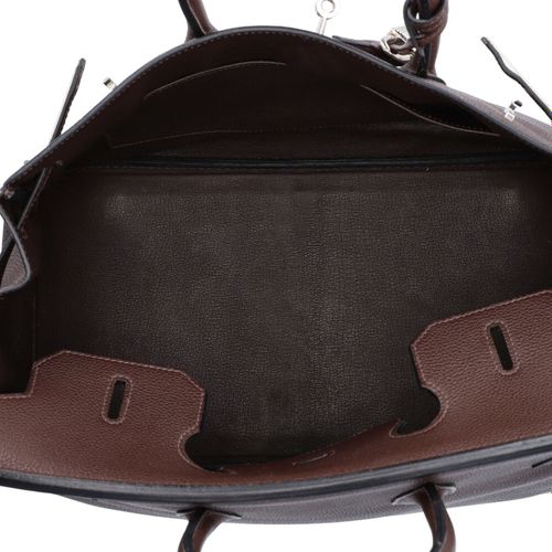 Null HERMÈS handbag "BIRKIN BAG 35". Coll. 2009. Clemence leather in dark brown,&hellip;