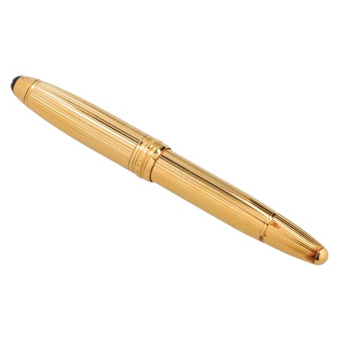 Null MONT BLANC钢笔 "SOLITAIR VERMEIL LE GRAND"。镀金款，带有925纯银的凹槽装饰，徽标镶嵌，18K GG/WG笔尖（&hellip;