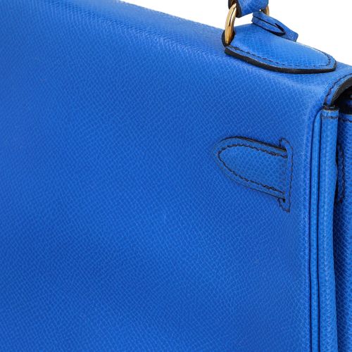Null HERMÈS VINTAGE Handtasche "KELLY BAG 28". Koll. 1990. Epsom Leder in Blau m&hellip;
