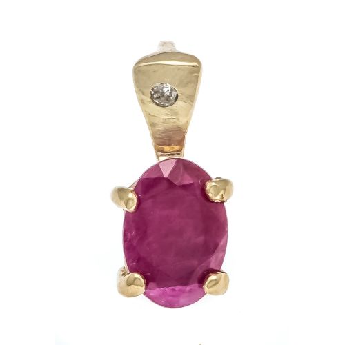 Null Ruby-diamond pendant GG 585/000 Harry Ivens with one oval faceted ruby 7 x &hellip;