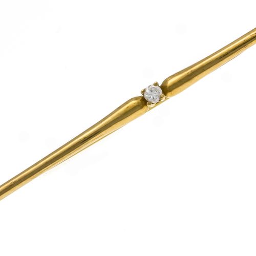 Null Brilliant bar pin GG 750/000 with one diamond 0,04 ct W/VS, l.50 mm, 2,7 g