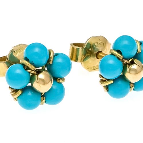Null Turquoise ear stud GG 750/000 with 10 turquoise balls 3,3 mm, d. 9,2 mm, 1,&hellip;