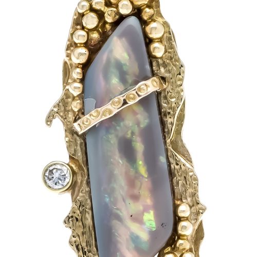 Null Opal-brilliant pendant GG 585/000 with a greyish black opal cabochon 28,5 x&hellip;