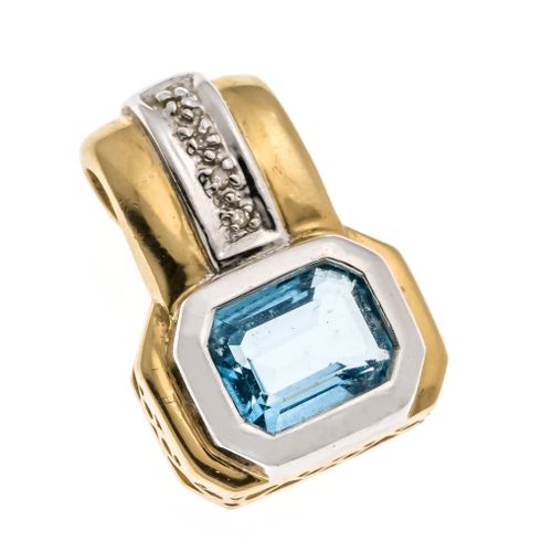 Null Blue topaz diamond pendant GG/WG 585/000 with one emerald cut faceted blue &hellip;