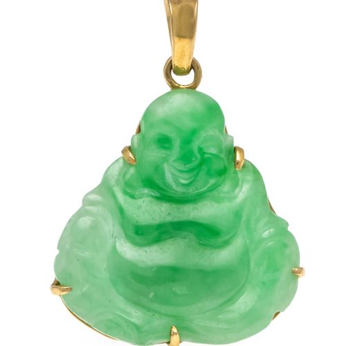 Null Jade pendant GG 750/000 with a cut jade Buddha 28,5 x 27 mm, l. 40 mm, 6,9 &hellip;