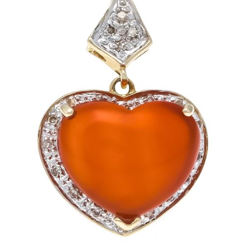 Null Gemstone-diamond pendant GG 585/000 with a heart-shaped gemstone doublet ca&hellip;