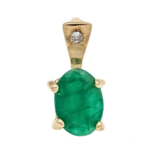 Null Emerald diamond pendant GG 585/000 with one oval faceted emerald 6,9 x 5,0 &hellip;