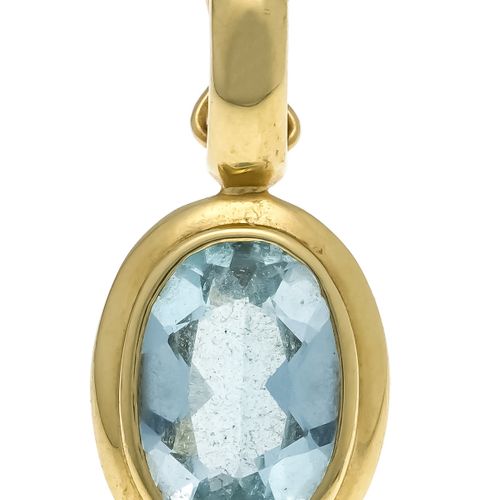 Null Blue topaz clip pendant GG 585/000 with one oval faceted blue topaz 12,0 x &hellip;