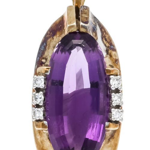 Null Amethyst diamond pendant GG 585/000 with one oval faceted amethyst 23,5 x 1&hellip;
