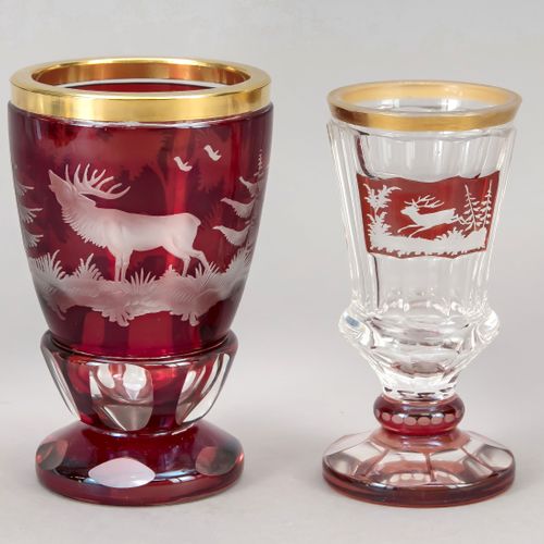 Null Two footed glasses, probably Bohemia, around 1900, different shapes and siz&hellip;