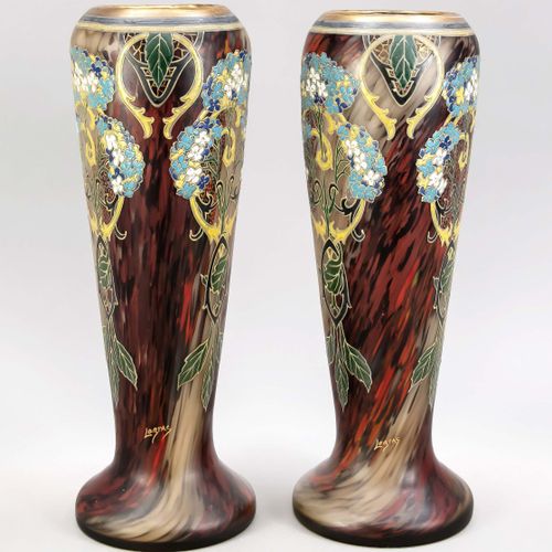 Null Pair of large Art Nouveau vases, France, c. 1900, Legras & Cie, Verreries d&hellip;