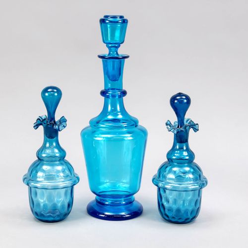 Null Three carafes, 20th c. Bohemia (?), different shapes and sizes, each comple&hellip;