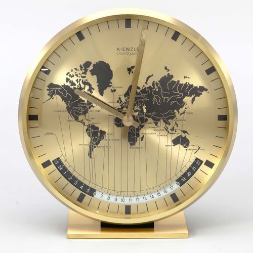 Null Table clock brass, Kienzle chrono quartz, world time clock, ref. 54/1095, N&hellip;