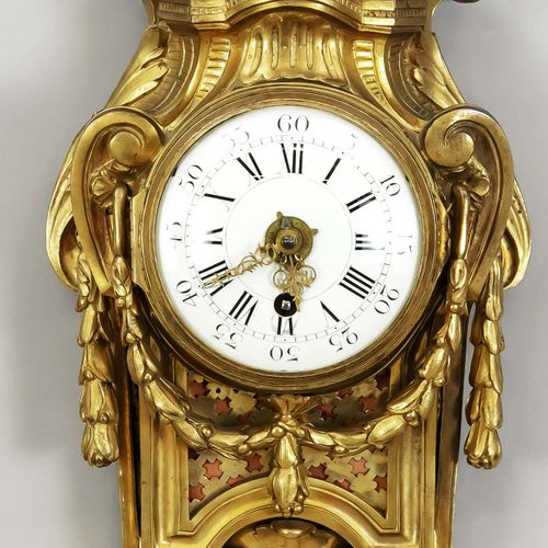 Null Cartel clock, brass fire gilded, 2nd half of the 19th century, decorated wi&hellip;