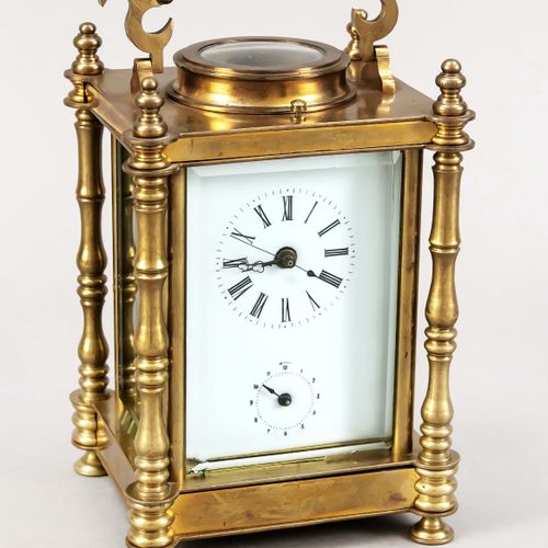 Null Travelling alarm clock, brass, 20th century, replica, with second display, &hellip;