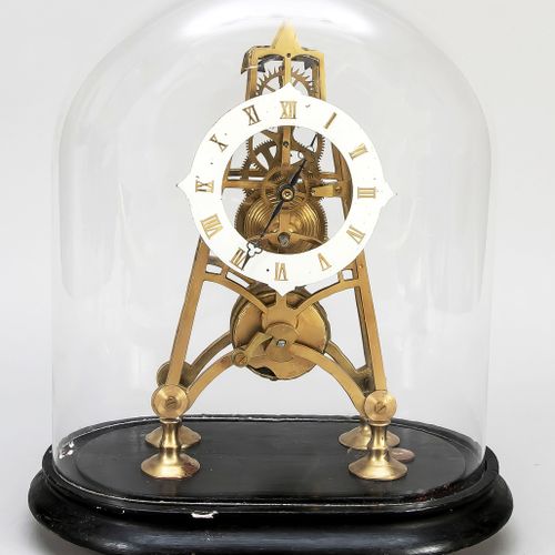 Null Skeleton clock, 2nd half of the 20th century, under a glass dome on a woode&hellip;