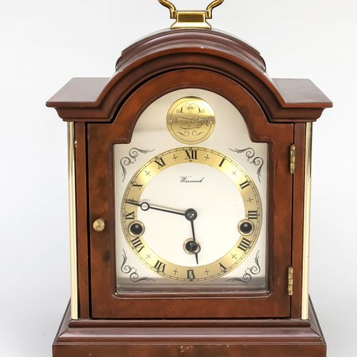 Wooden table clock, Warmink, with gilded ornaments, lateral sound windows backed&hellip;