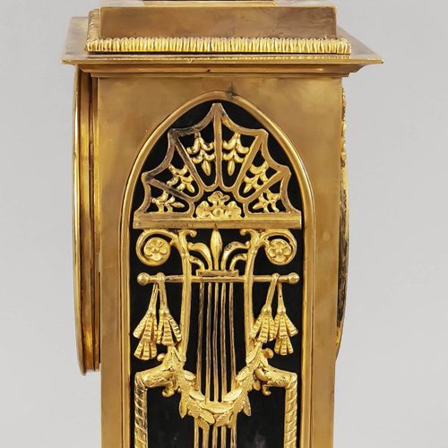 Null fire-gilt pendulum, marked A. La Croix, a Paris, floral motifs on dark grou&hellip;