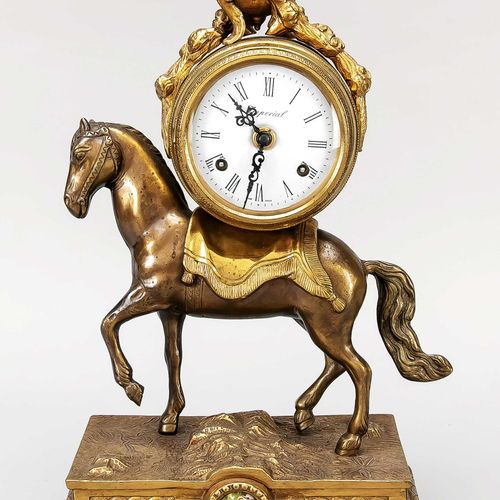 Null Figure pendulum with horse, 2nd half of 20th century, polished and lacquere&hellip;