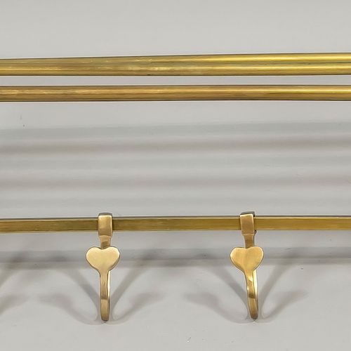 Null Coat rack, 20th century, brass. Movable hooks with hearts, w. 66 cm