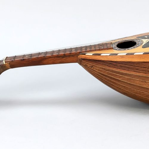 Null Lute-like stringed instrument, c. 1900, wood with mother-of-pearl inlays, p&hellip;