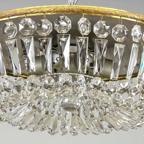 Null 水晶玻璃吊顶灯，20世纪初，6盏灯，长46厘米