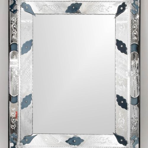 Null Miroir de Murano, 1ère moitié du 20ème siècle, à décor découpé et applicati&hellip;