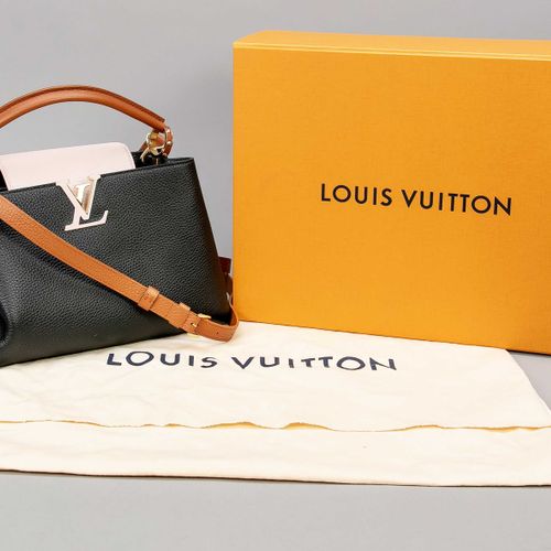 Null Louis Vuitton, Capucines PM, schwarzes, cremefarbenes und cognacfarbenes ge&hellip;