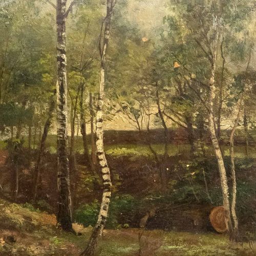 Null Anonimo pittore di paesaggi del 1900 circa, piccolo bosco, olio su cartone,&hellip;