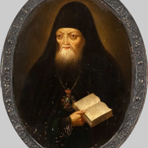 Null Russian portrait painter of the 19th century, oval portrait of a patriarch,&hellip;