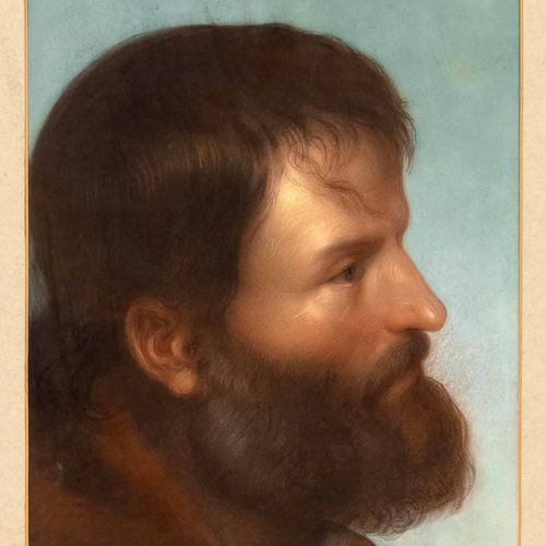 Null 有Julius Jakob的签名，可能是20世纪上半叶，一个大胡子男人的侧面肖像，纸板上的粉彩画，右下角有签名，29 x 23厘米，Passepart&hellip;