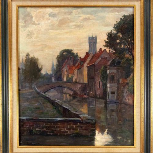 Null Hendrik van Bloem (1874-1960), Vue de Bruges, huile sur toile, signé en bas&hellip;