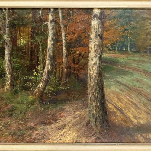 Null Anonymous painter 1st half 20th century, autumnal forest, oil on cardboard,&hellip;