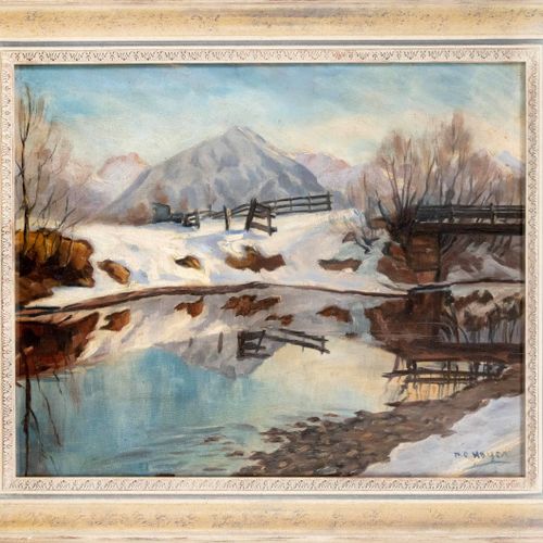 Null 赫尔曼-奥托-霍耶（1893-1968），来自不来梅的德国画家和玻璃画师，在德累斯顿学习，最后定居在奥伯斯多夫。冬天的风景，布面油画，右下角签名，60&hellip;