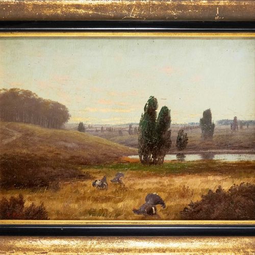 August Mötsch (1869 1952)，《Heidelandschaft mit Auerhähnen》，布面油画，右下角署名 "A. Mötsch&hellip;