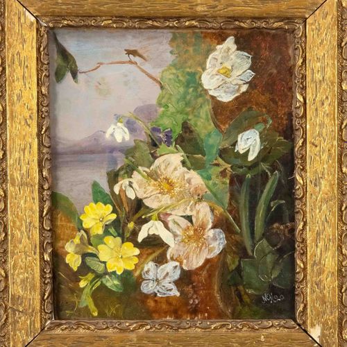 Null Monogrammed by M.K., c. 1920, flower piece, oil on canvas, monogrammed and &hellip;
