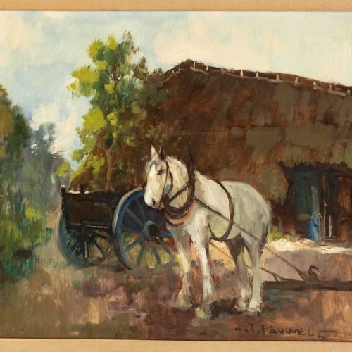 Null Henri Joseph Pauwels (1903-1983), peintre belge. Cheval de travail devant u&hellip;