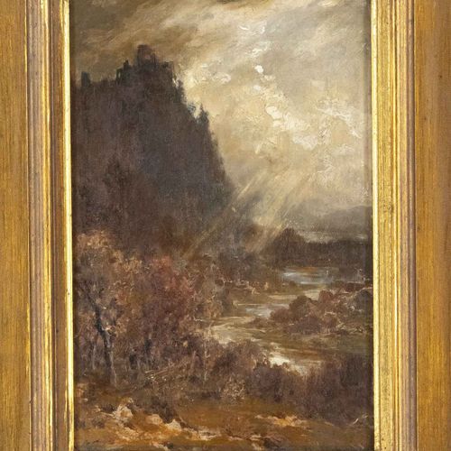 Null Eugen Hettich (1848-1888), romantic landscape with castle ruins, oil on car&hellip;